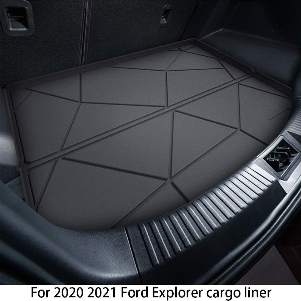 Cqlights Explorer Cargo Liner for Ford Explorer 2011-2019 Trunk Liner Tray Heavy Duty Rubber Rear Cargo Area Mat Waterproof Protector Floor Mat Black