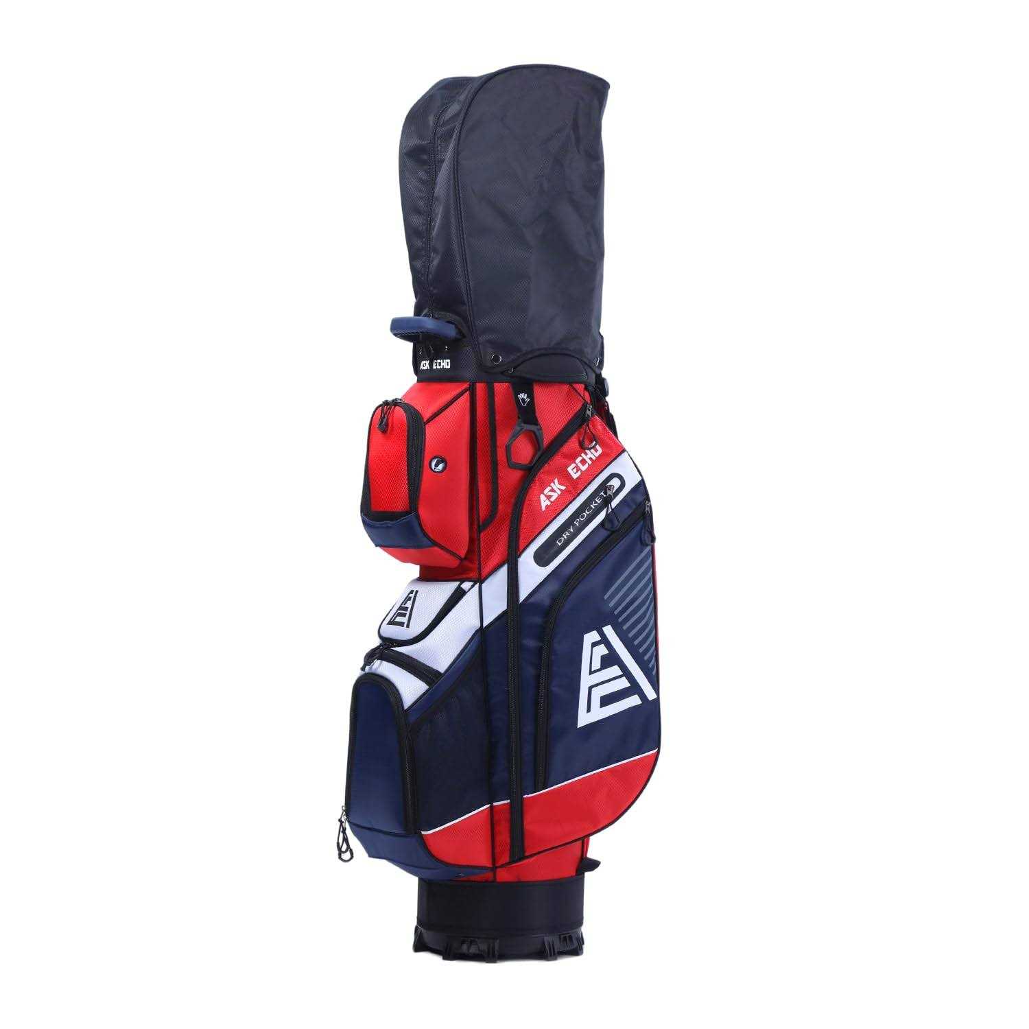 ASK ECHO T-Lock Golf Cart Bag with 14 Way Organizer Divider Top, Premium Cart Bag with Handles and Rain Cover for Men - Sports Supplies Online Store