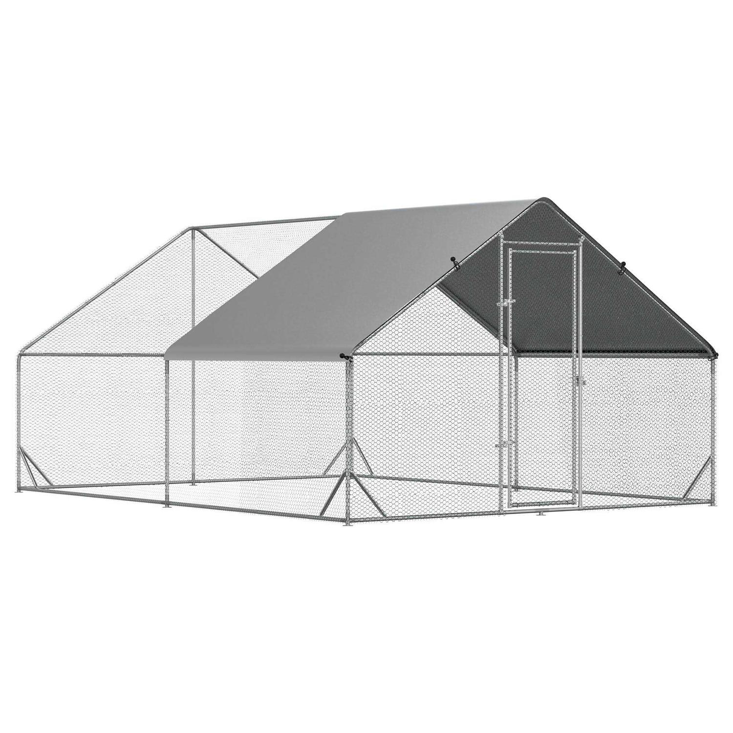 PawHut Large Metal Chicken Coop, Walk-in Poultry Cage Hen Playpen House with Cover and Lockable Door for Outdoor - Pet Supplies online store