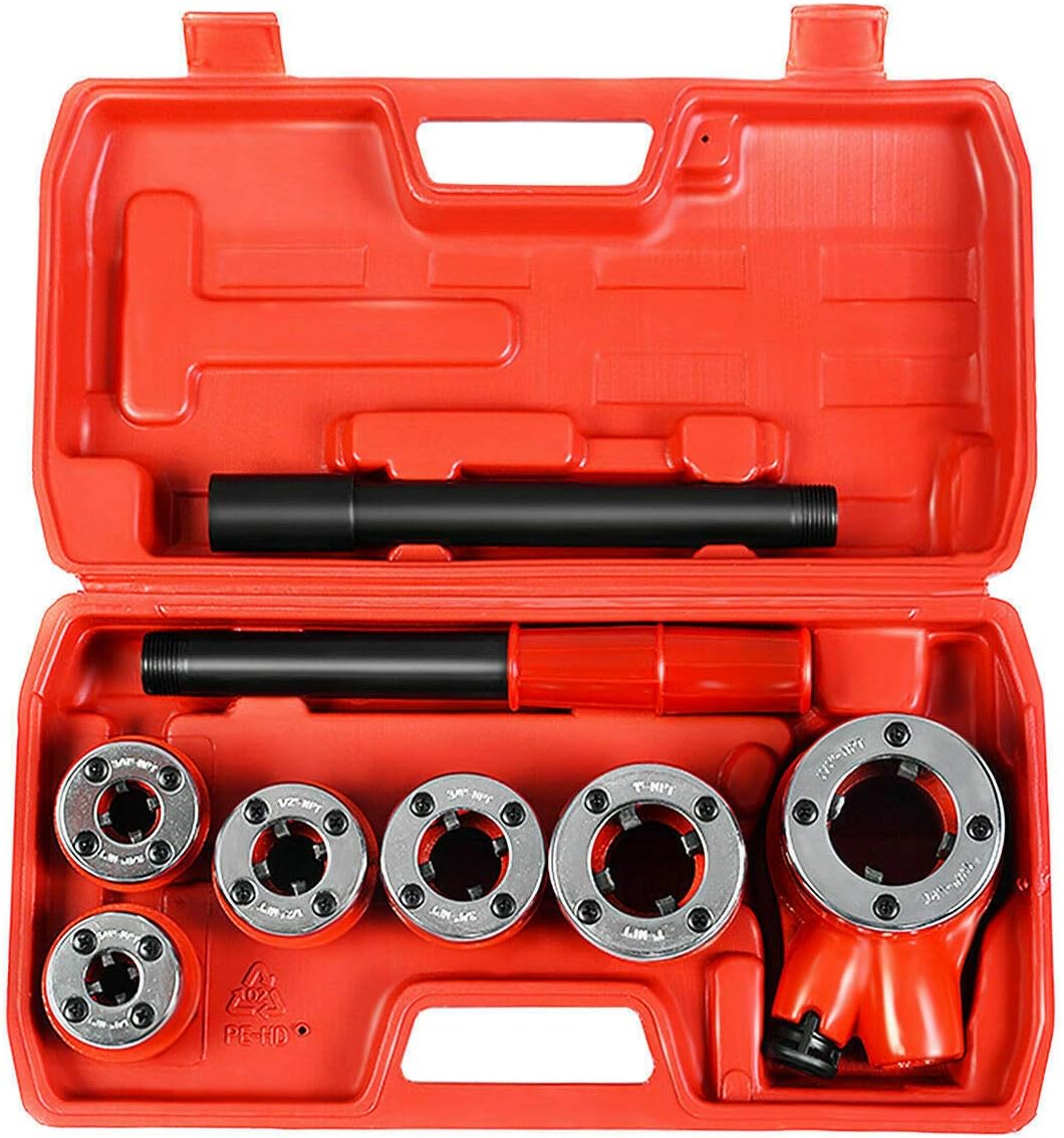 New Ratchet Ratcheting Pipe Threader Kit Set w/ 6 Dies and Storage Case Pack of 2
