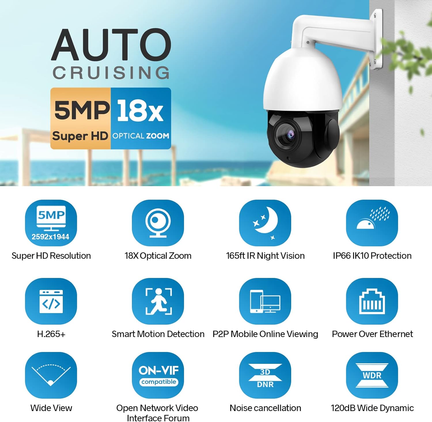 8MP Colorvu Camera Outdoor, Compatible for Hikvision, 2.8MM Lens with Full Color Night Vision, Built-in Mic, Smart Motion Detection