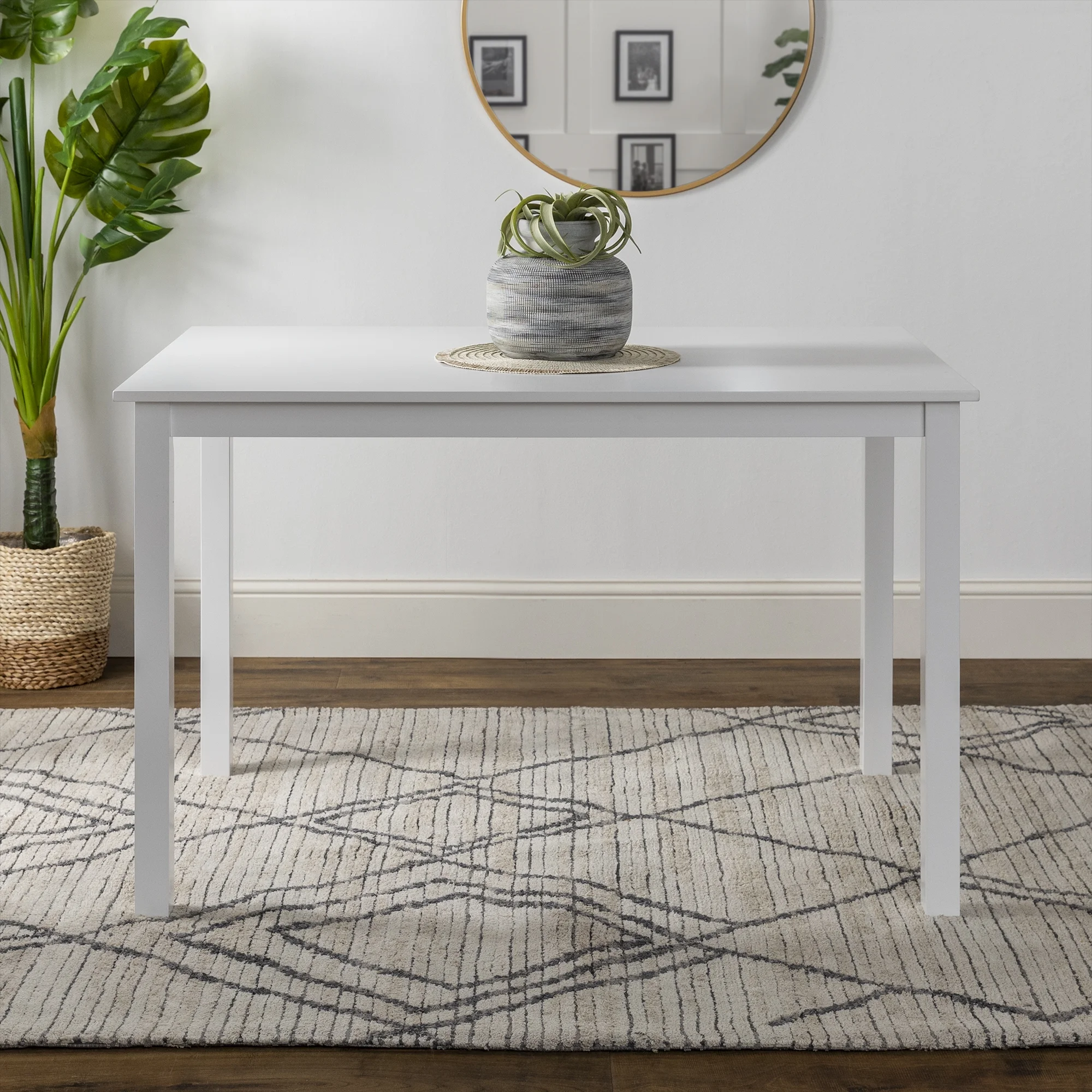 Walker Edison 5-Piece Solid Wood Farmhouse Dining Set - White/Grey