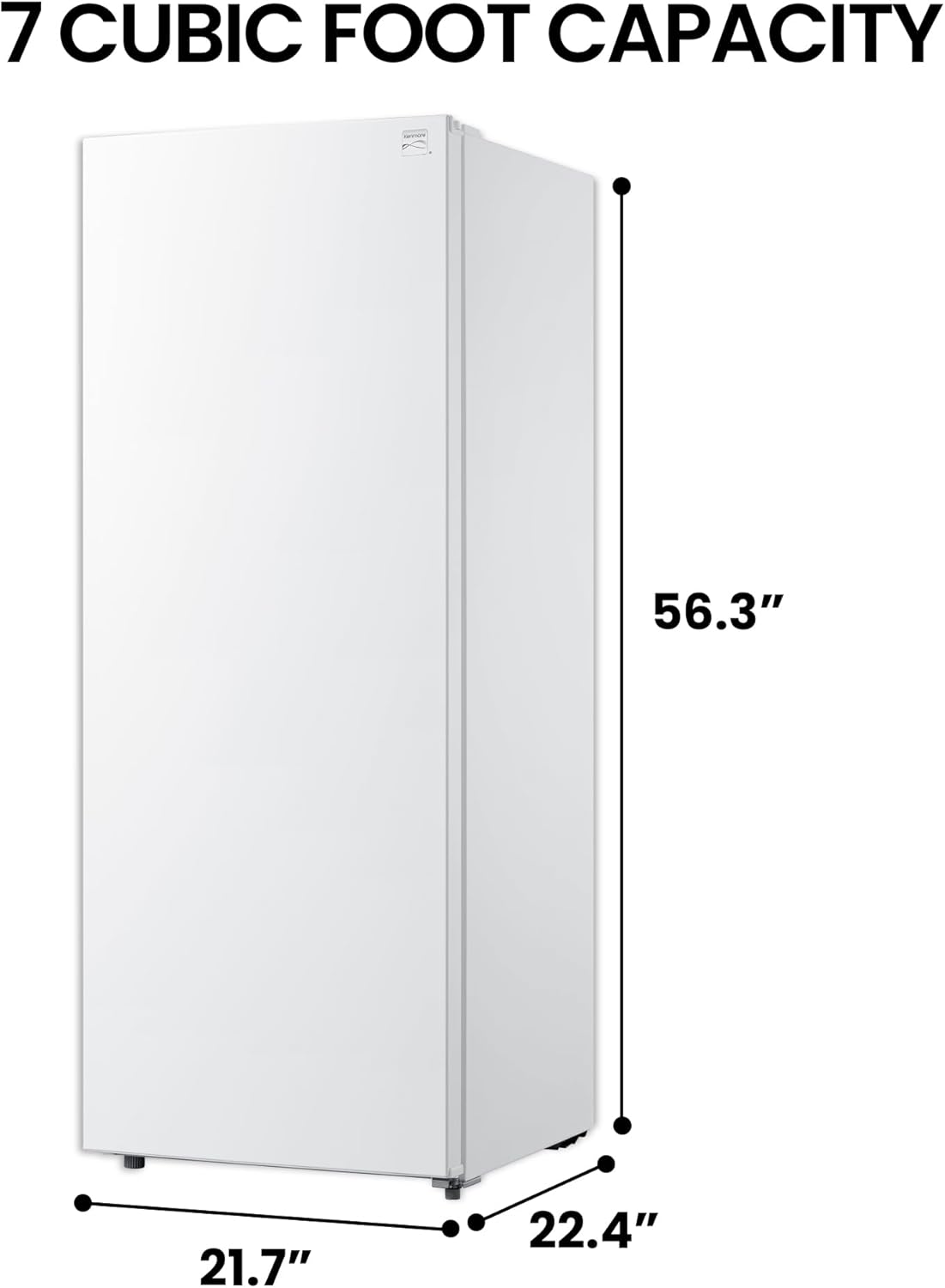Kenmore KKUF07-W 7 Cu. Ft. (196L) Convertible Refrigerator Ready | Low-Frost | Reversible Door | Manual Defrost | Removable Glass Shelves | White |