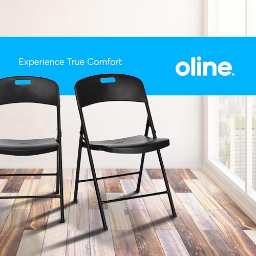 Oline Folding Chair, Indoor Outdoor Plastic Commercial Stackable Foldable Guest Chairs for Events Office Wedding Party Picnic Kitchen Dining