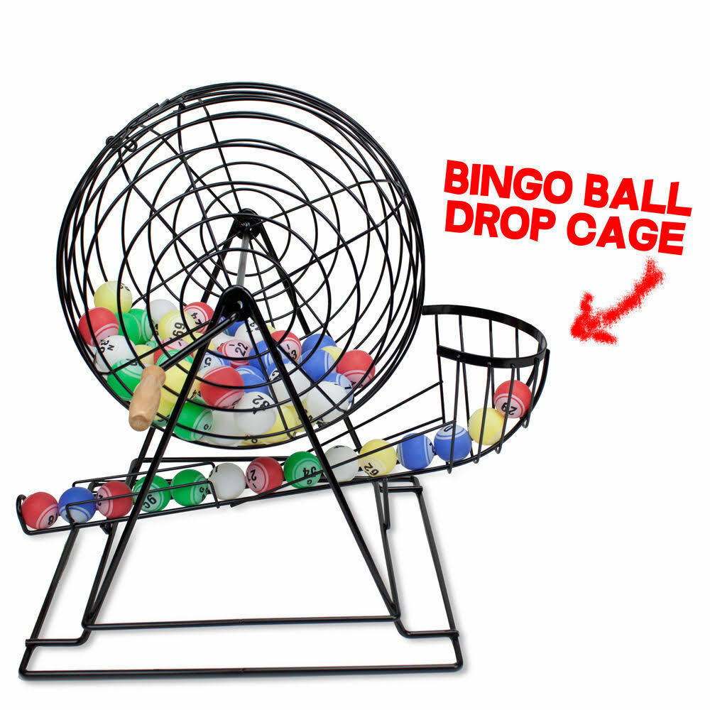 Professional Bingo Set W- 19x22 Cage, 1.5x22 Balls, u0026 Wood Board