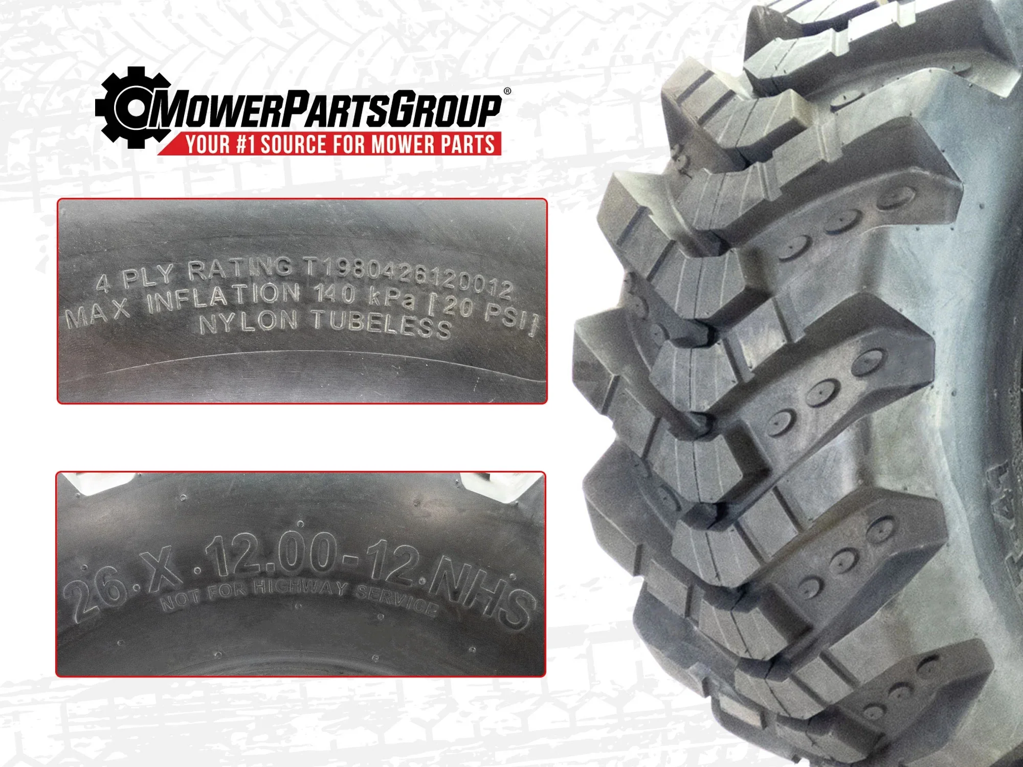 (2) All Terrain Tire Assy Compatible With John Deere 26x12.00-12 ZTrak TCA20130 - Radiant Selections