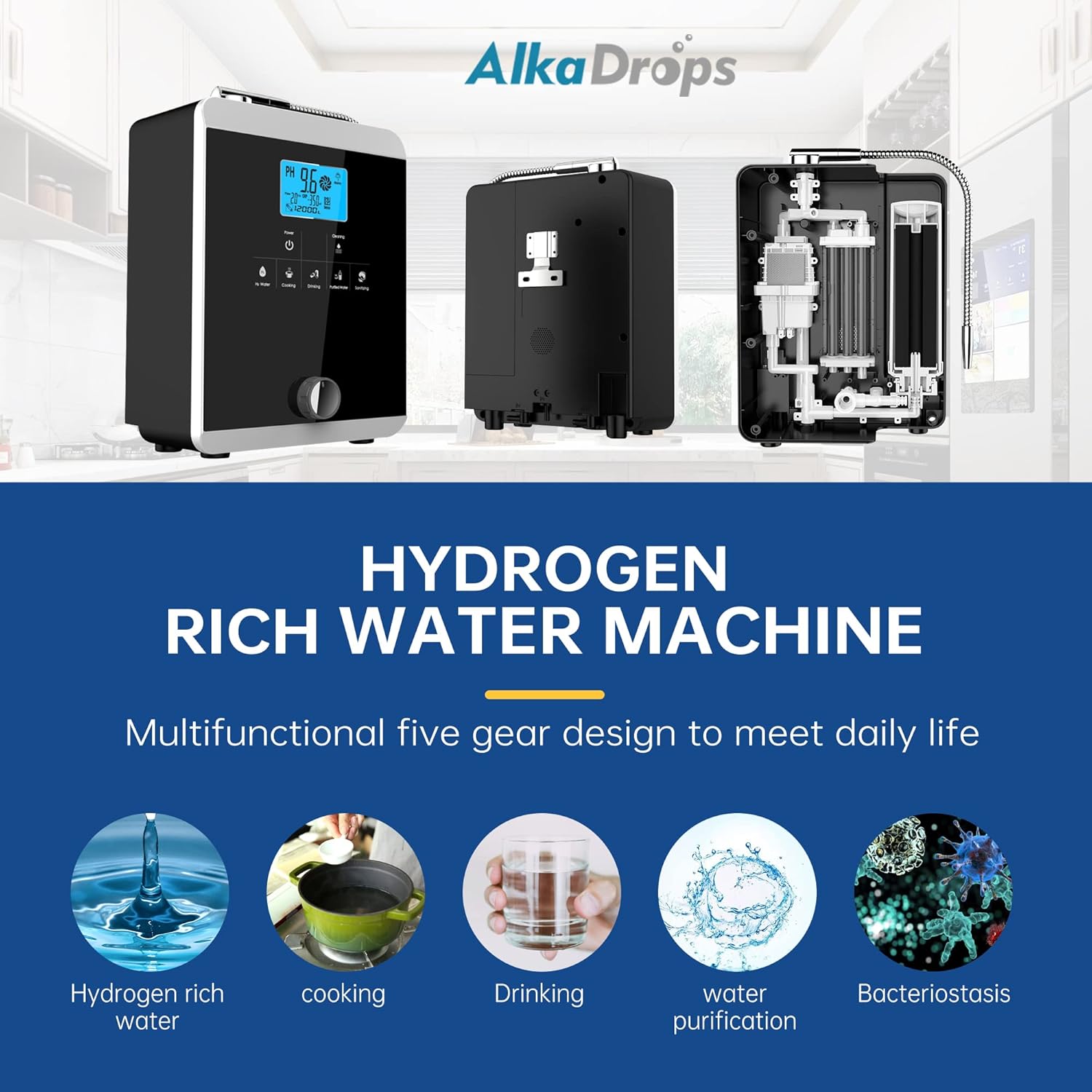 Water Ionizer and Water Purifier Machine,PH 3-11 Alkaline Acid Water Machine,Up to -800mV ORP, 8000 Liters Per Filter,11 Plate Electrode