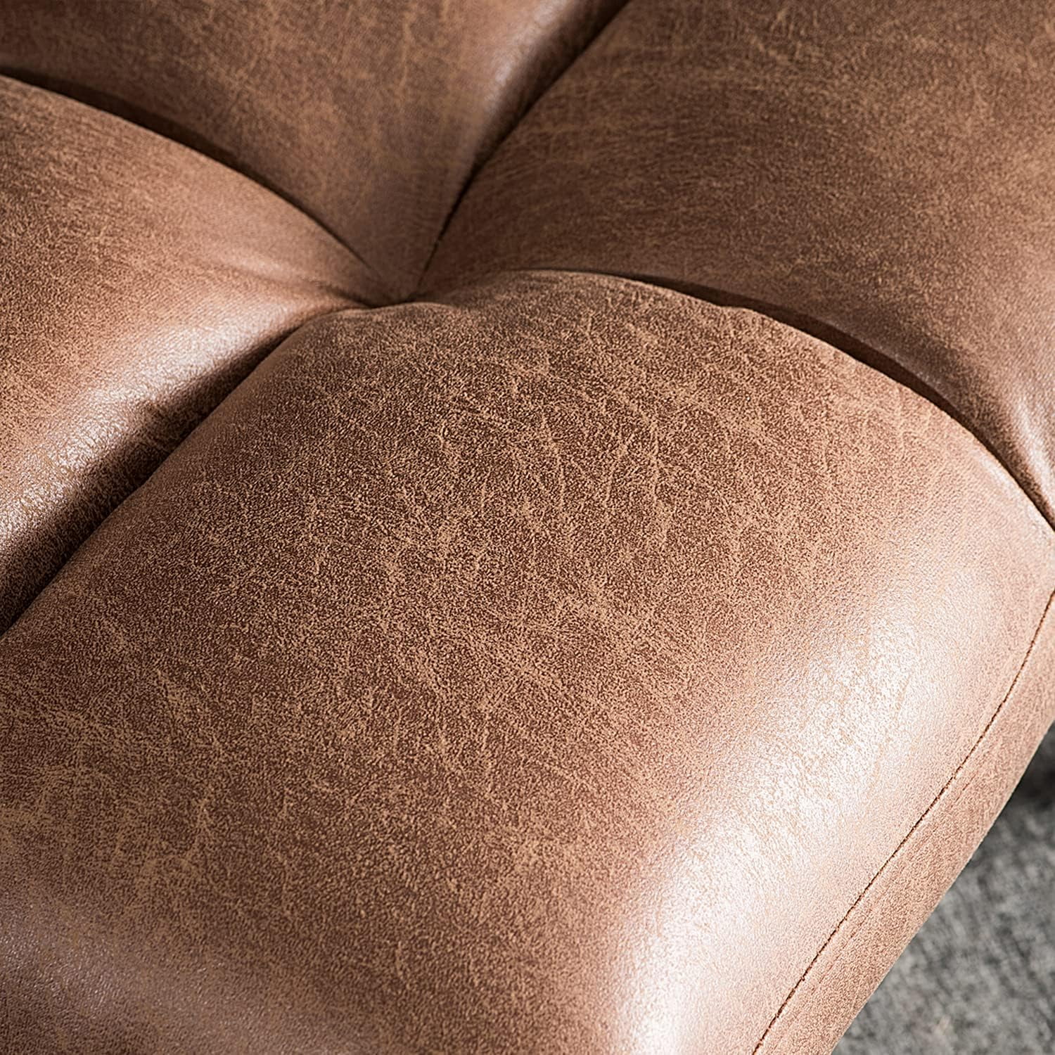 HOOOWOOO Accent Chair with Ottoman Set,Wood Leg Adjustable Lounge Chair and Ottoman with Side Bags(Faux Suede Fabric,Light Brown)