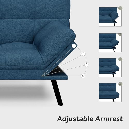 71" Convertible Futon Sofa,Faux Leather Futon Couch Bed,Sleeper Sofa Bed,Memory Foam Modern Folding Small Loveseat for Living Room,Office,Apartment