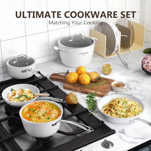 COOKSMARK 10 Piece Hammered Copper Cookware Set with Nonstick Coating, Induction Pots and Pans Set Dishwasher Safe