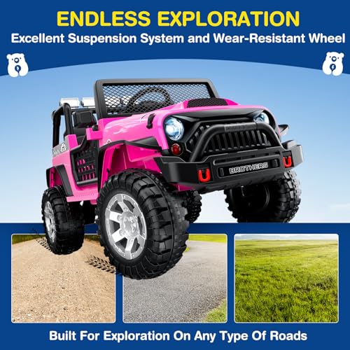 L8 2 Seater Ride On Car, 12V Kids Electric Car w/Remote Control, 4-Wheel Suspension, Bluetooth Speaker, Multi Music Modes, 3 Speeds, LED Lights