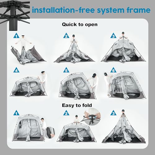 Camping Shower Tent Deluxe Changing Room Easy Set Up Privacy Shelter,Large Toilet Tent 2 Rooms with Floor Drain Design for Beach, Camping