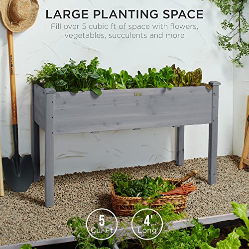 Best Choice Products 72x23x30in Raised Garden Bed, Elevated Wood Planter Box Stand for Backyard, Patio, Balcony w/Divider Panel, 6 Legs