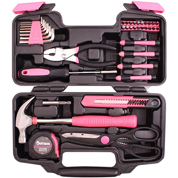 CARTMAN Orange 39-Piece Tool Set - General Household Hand Tool Kit with Plastic Toolbox Storage Case Orange 39pcs