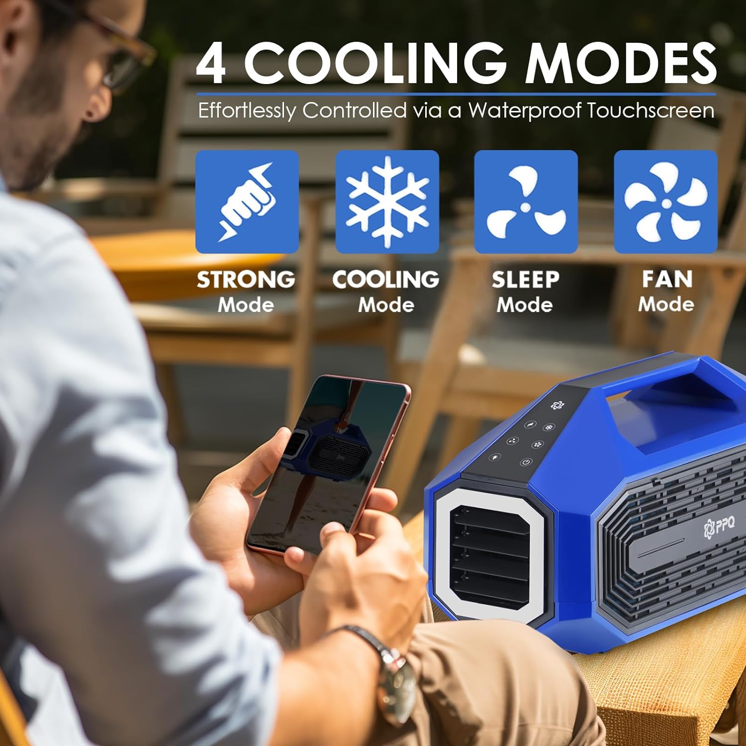 iCold 5pro Portable Air Conditioner, 3000BTU Camping Tent AC Unit 19lb, Wireless Charging & Emergency Flash LED, 190W 25V/DC, 4 Modes Suited to Car