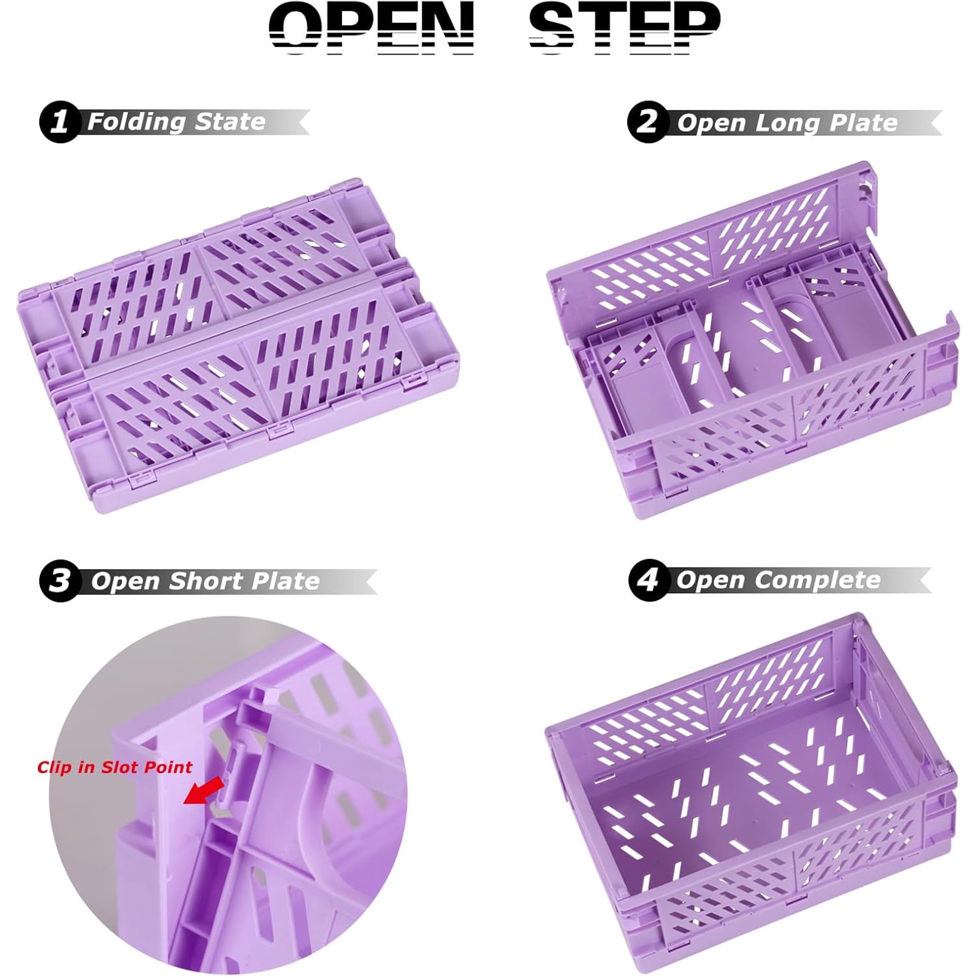NEI 2-Pack Mini Foldable Plastic Baskets for Organizing and Storage, Collapsible Storage Crate for Home Kitchen Bedroom Bathroom Office (5.9x3.8x2.2