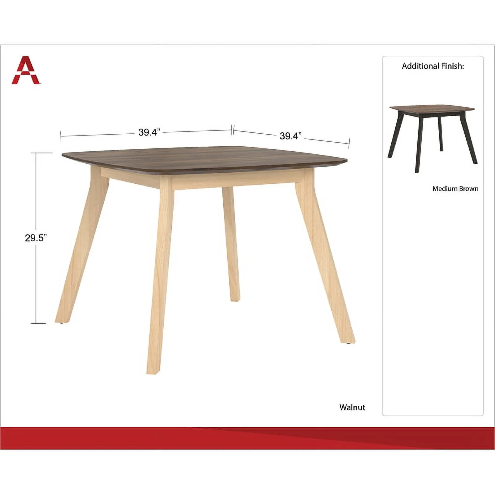 Ameriwood AX1 Commercial-Grade Square Meeting Table in Walnut