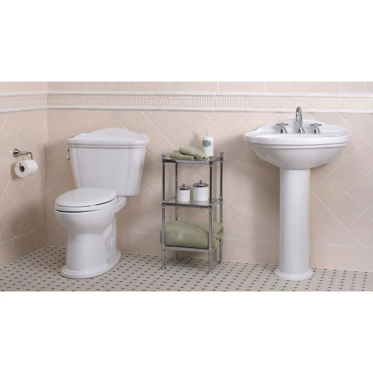 Toilet Eco Dartmouth 2 Pieces Close Coupled Universal Height Cotton Elongated ADA 32-1/2 Inch 1.28 Gallons per Flush Left Hand Chrome Less Seat