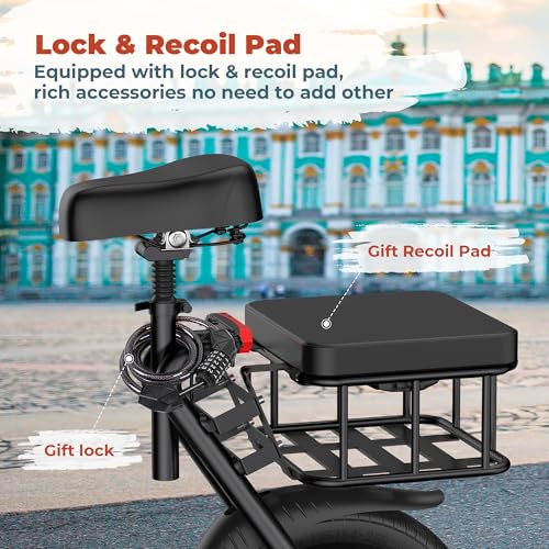 Electric Scooter with Seat, 500W Motor, 14'' Tires, Top Speed 22 mph, Max 27/49 Miles Ranges, Foldable E-Scooter with Suspension