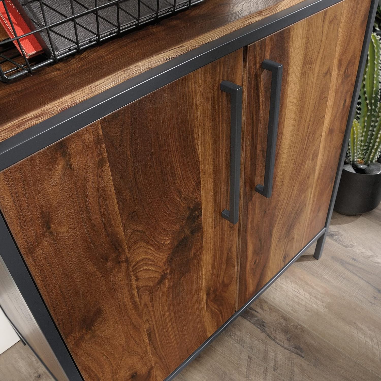 Sauder Nova Loft Bookcase with Doors, L: 33.07 x W: 17.32 x H: 75.98, Grand Walnut Finish