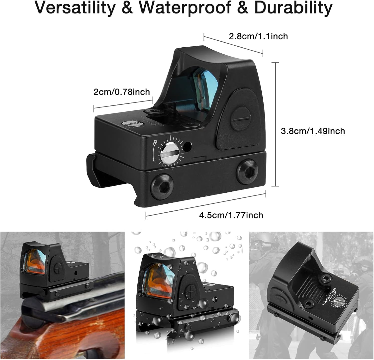 Tactical RMR Red Dot Sight, 20mm Red Dot Sight 3.25 MOA Pistol Scope Adjustable Reflex Sight for Picatinny Weaver or Gl0CK Rail Mount