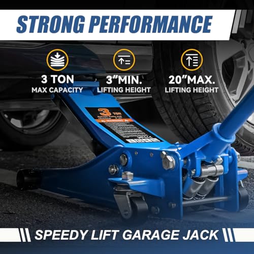 Auto Dynasty 4 Ton Low Profile Floor Jack, Heavy Duty Steel Hydraulic Car Jack with Dual Pistons Quick Lift Pump, Hydraulic Racing Floor Jack