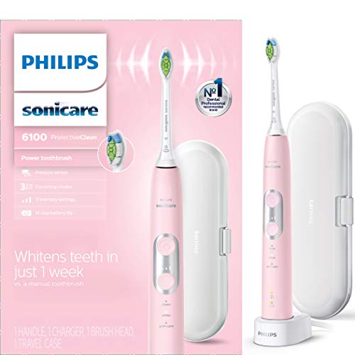 PHILIPS Sonicare ProtectiveClean 6100 Rechargeable Electric Toothbrush, with Pressure Sensor, 3 Cleaning Modes, SmarTimer and QuadPacer
