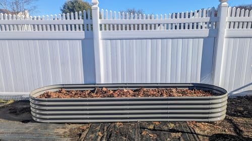 A ANLEOLIFE 8X4X1.5 ft Galvanized Raised Garden Beds Outdoor, Oval Large Metal Planter Box for Planting Vegetables Flowers Herb