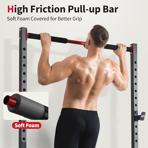 FLYBIRD Squat Rack with Pull-Up Bar, Adjustable Multi-Functional Power Rack, Inner Width Squat Rack Stand Suitable for 6FT