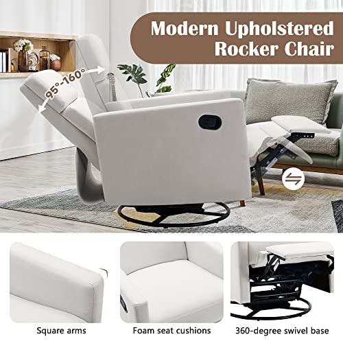 LUMISOL Power Swivel Rocker Recliner Chair, Electric Glider Reclining Sofa Chair with USB Ports