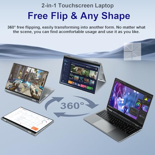 jumper 2 in 1 Laptop, 16 inch Convertible Laptop Computer with IPS FHD 360 Degree Touchscreen, 640GB Storage, 16GB RAM, Fingerprint Reader