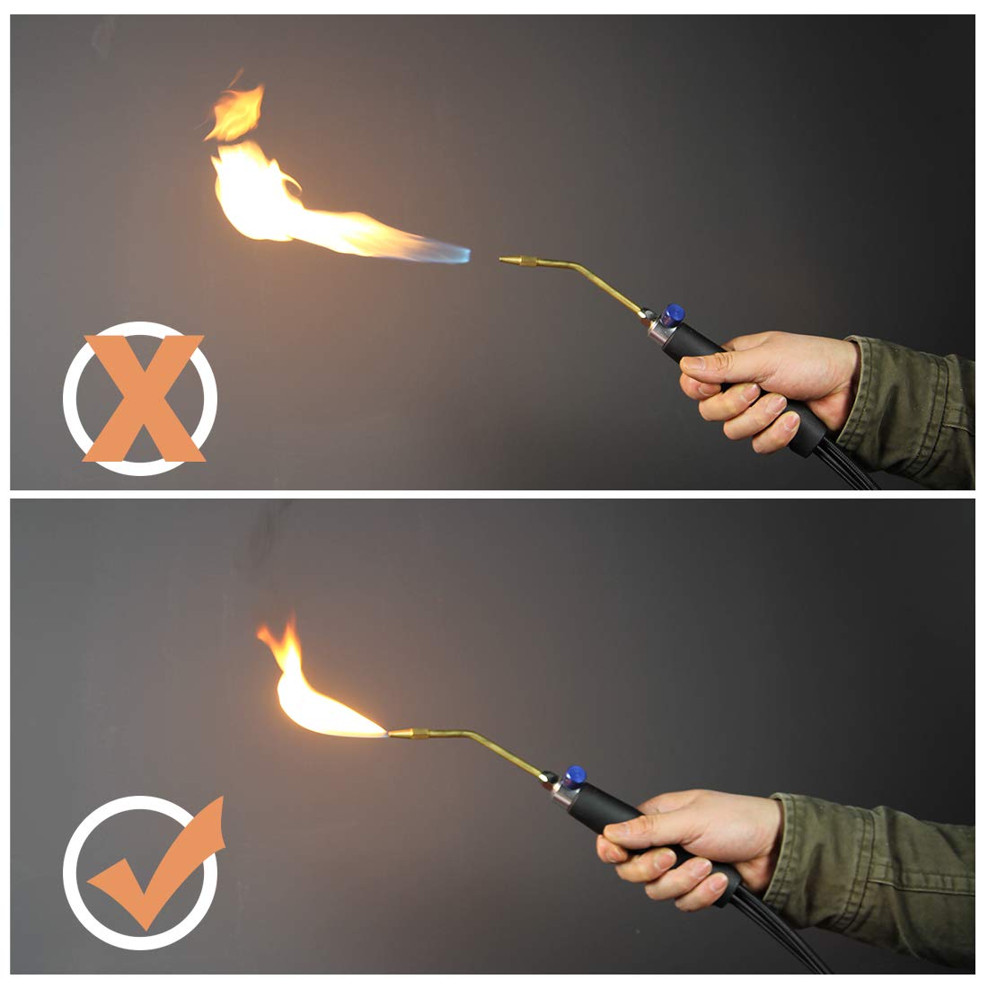 BLUEFIRE Oxypropane High Heat Welding Torch kit Free Accessory of Flint Lighter and Cylinder Holder Rack Duel Fuel by Oxygen and MAPP MAP PRO and