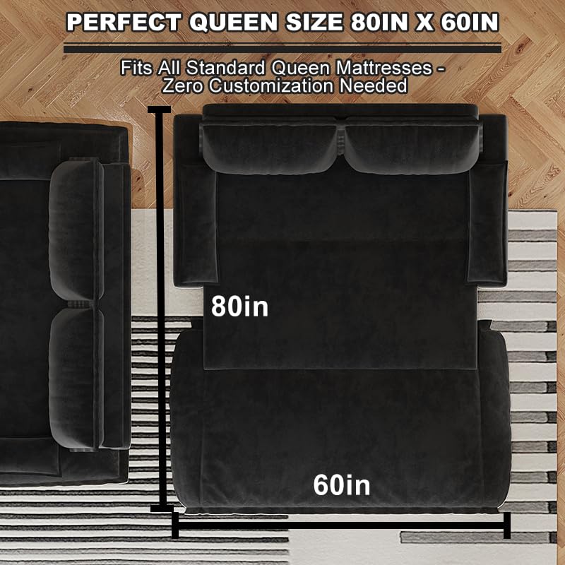 70.1" Futon Sofa Bed Queen Size, Pull Out Bed, 3-in-1 Convertible Sleeper Sofa with 2 Soft Pillows, Modern Velvet Futon Couch for Living Room