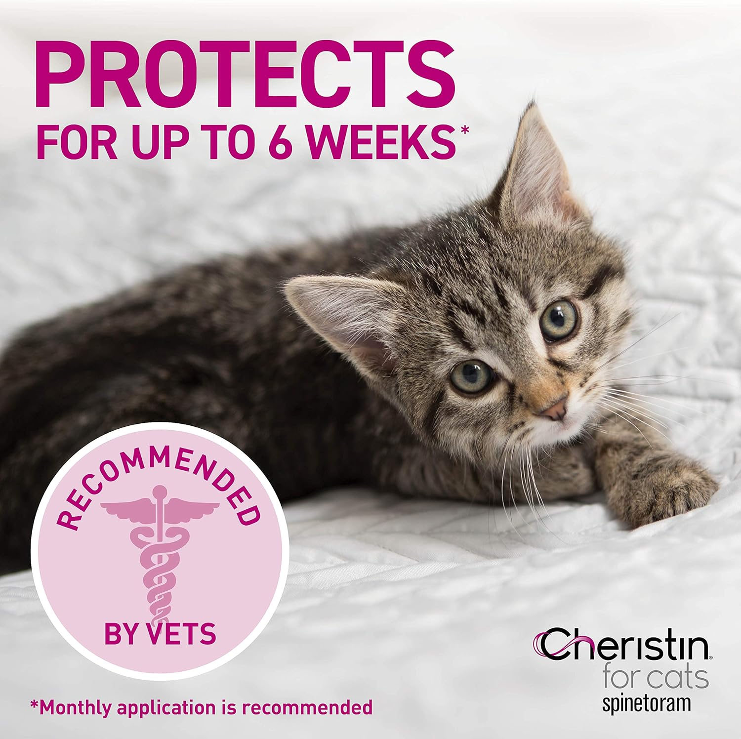 Cheristin for Cats Topical Flea Prevention &ndash; Starts Killing Fleas in 30 Minutes, 6 doses