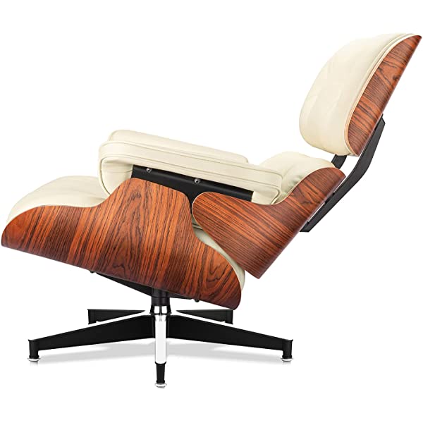 Mid Century Lounge Chair and Ottoman, Modern Chair Classic Design, Top Grain Leather Palisander Wood, Heavy Duty Base Support for Living Room, Study