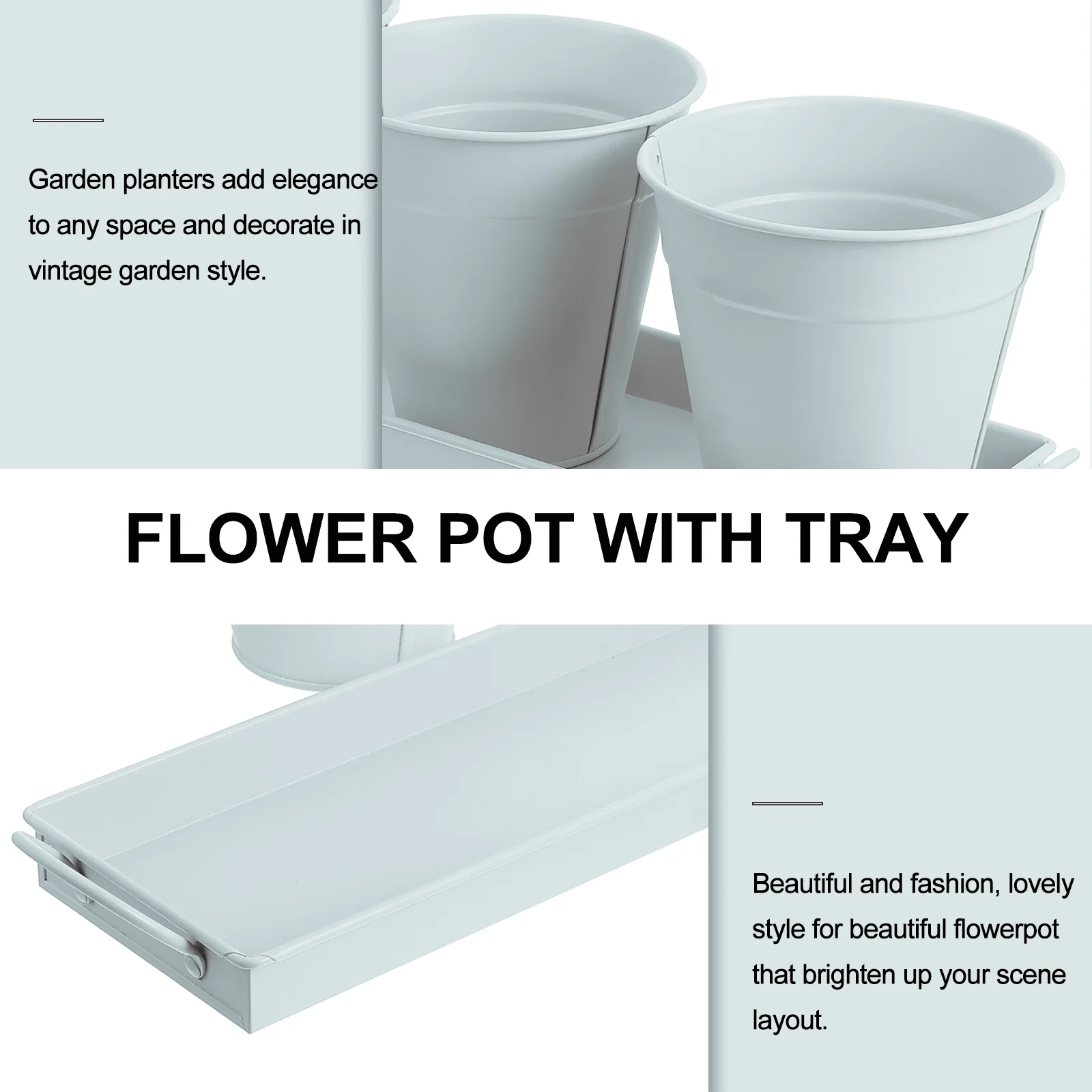 6 pcs Garden Flower Pot with 1pc Tray Succulents Utensil Holder