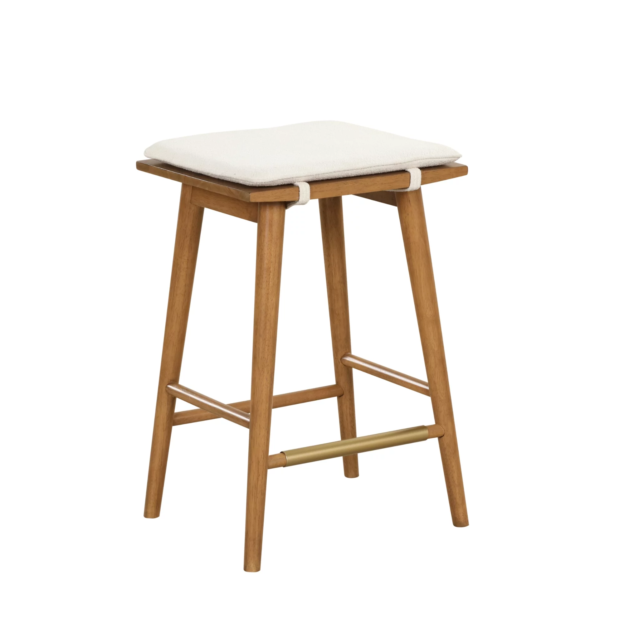 Nathan James Barker Counter Height Solid Wood Barstool with Upholstered Cushion