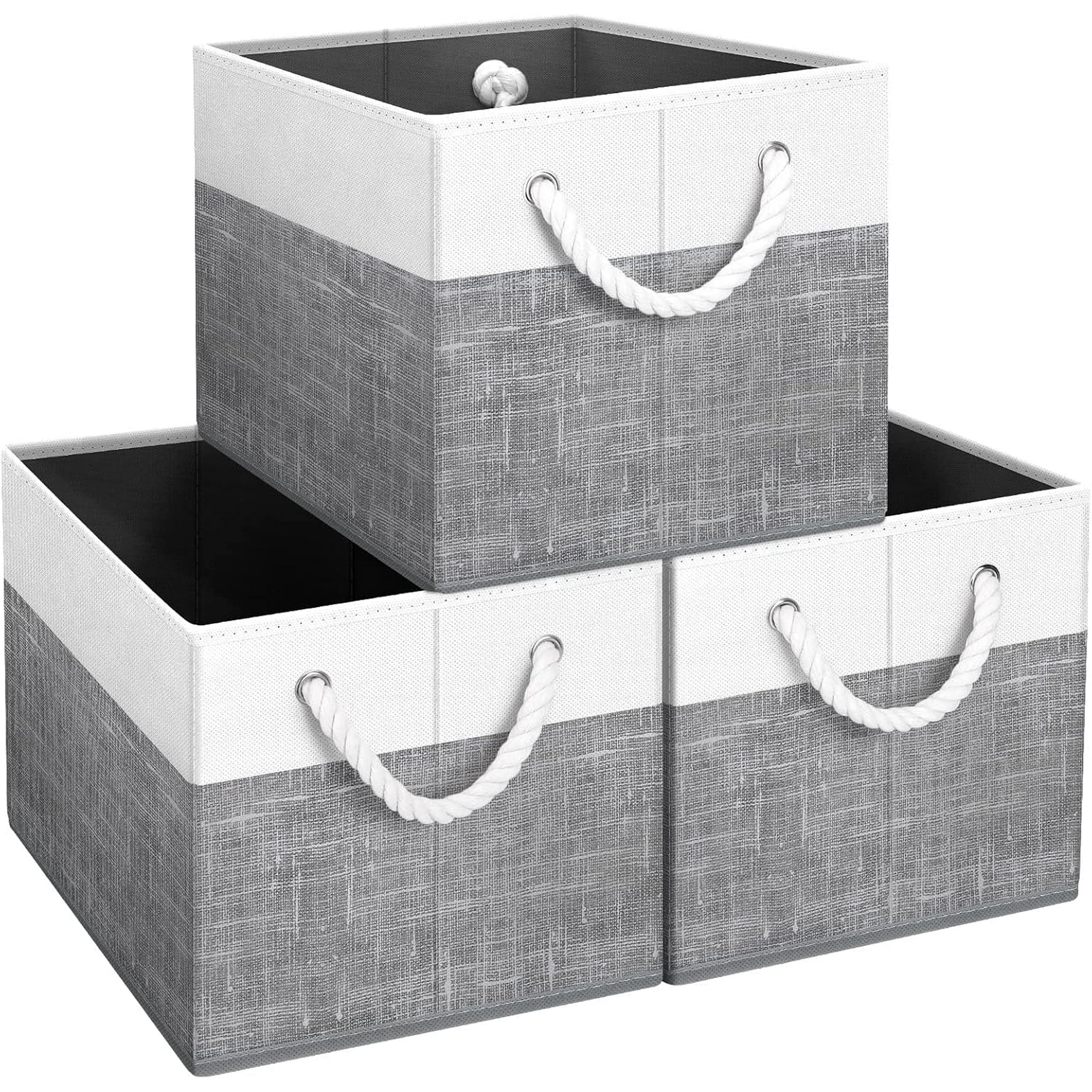 Storage Bins , Foldable Storage Baskets for Organizing Toys, Books, Shelves, Closet, Large Storage Box with Rope Handles, Sturdy Organizer Bins
