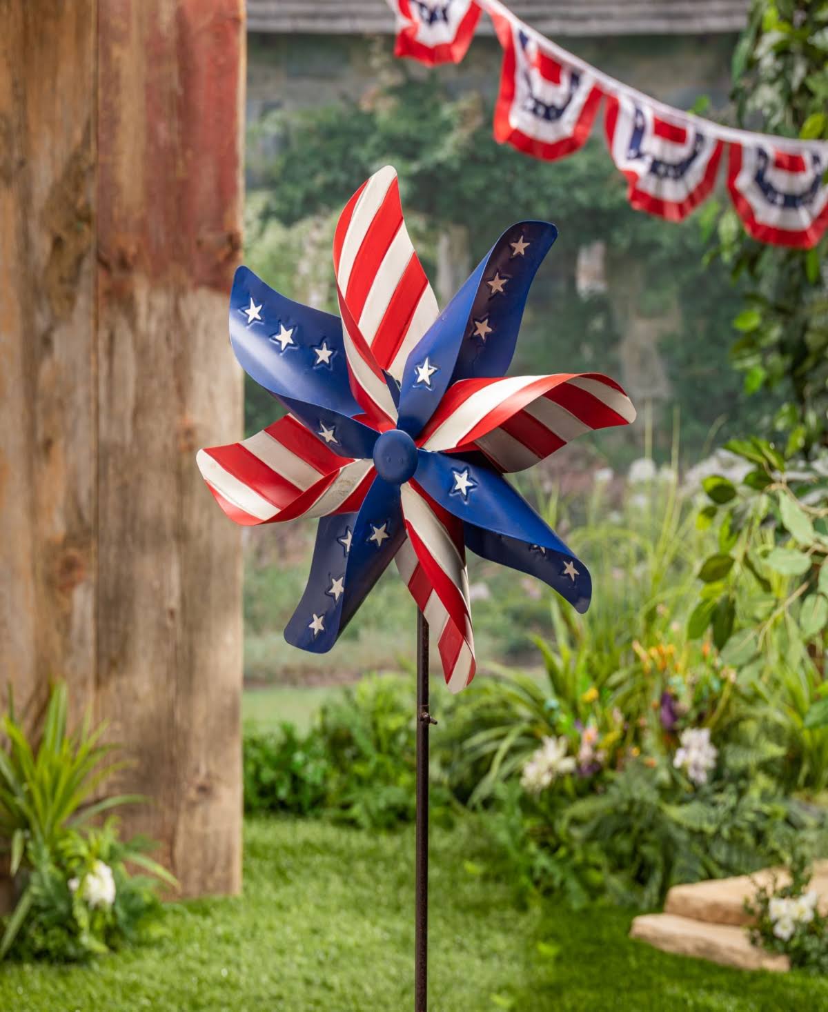 Gerson 63x22 Metal Americana Pinwheel Wind Spinner