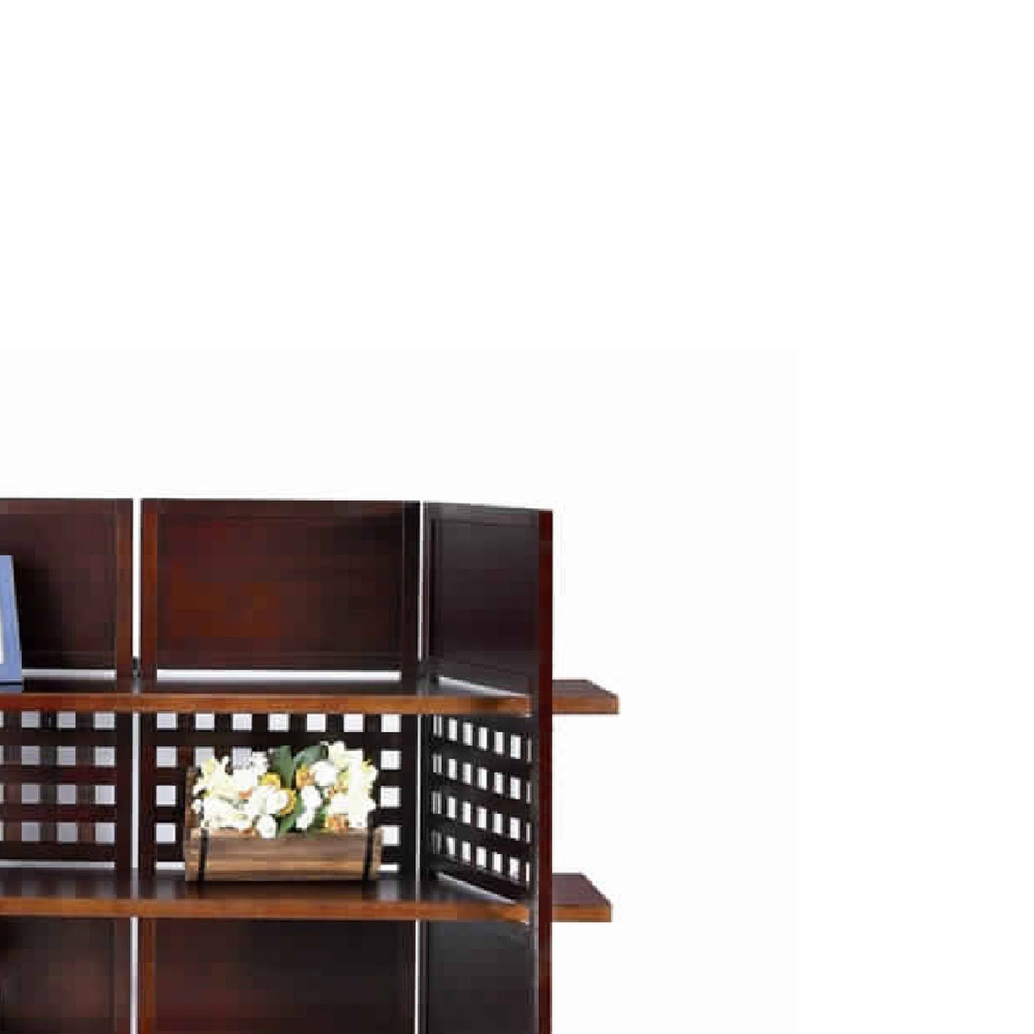 4 Shelf Wooden Bookcase Room Divider with Cutout Design Brown BM96007