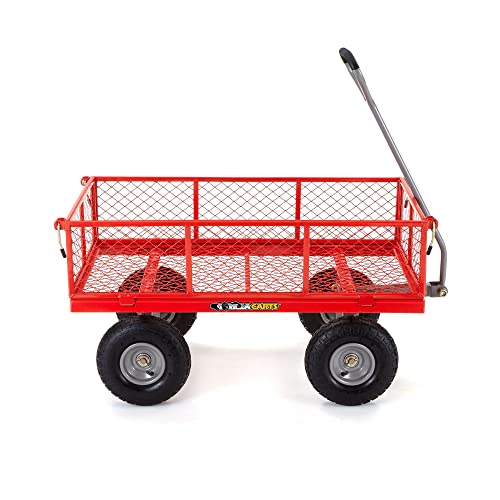 Gorilla Carts Steel Utility Wagon w/ Removable Side Panels, 1000 lb Capacity, Gray