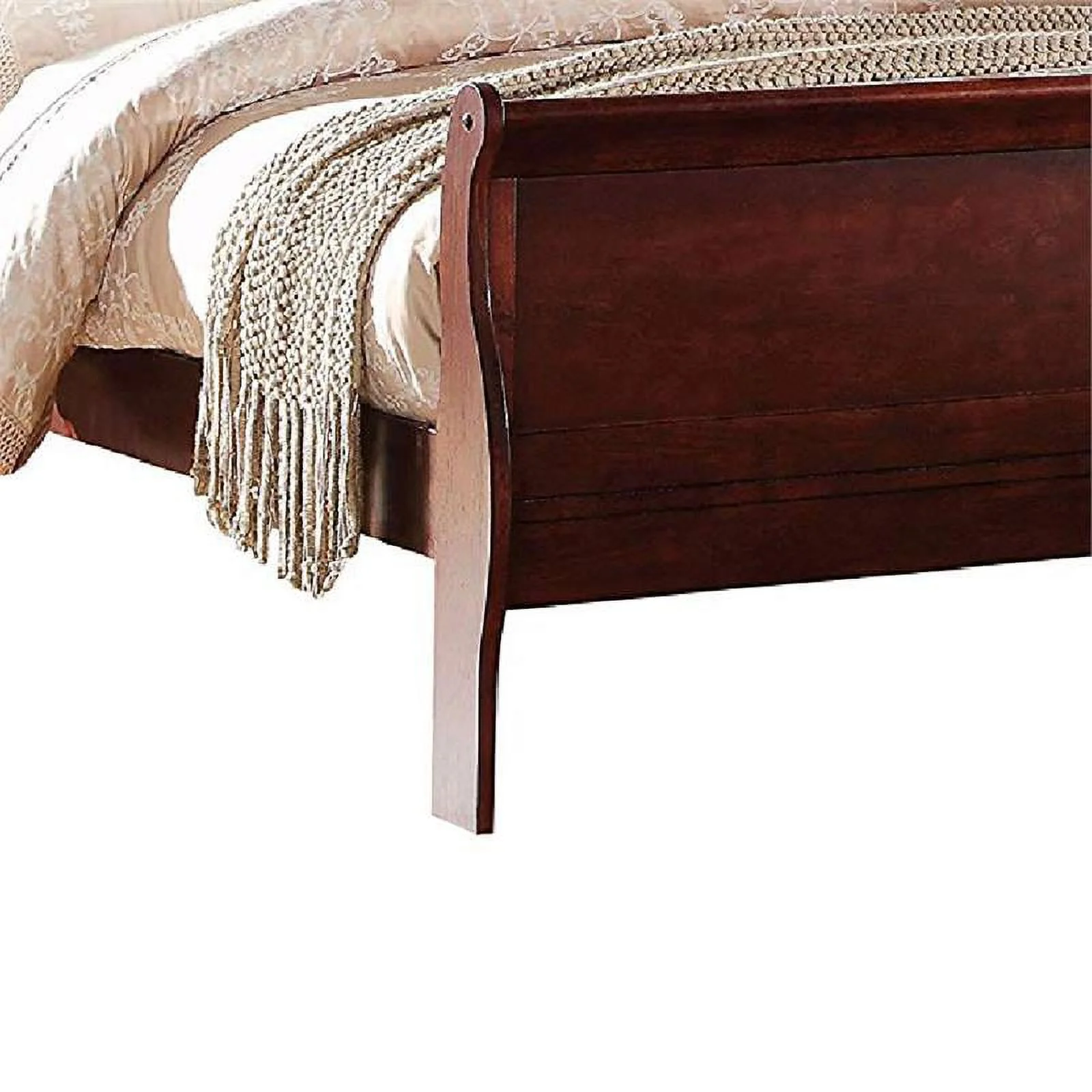 Maklaine 63" Transitional Style Wood Queen Sleigh Bed in Brown