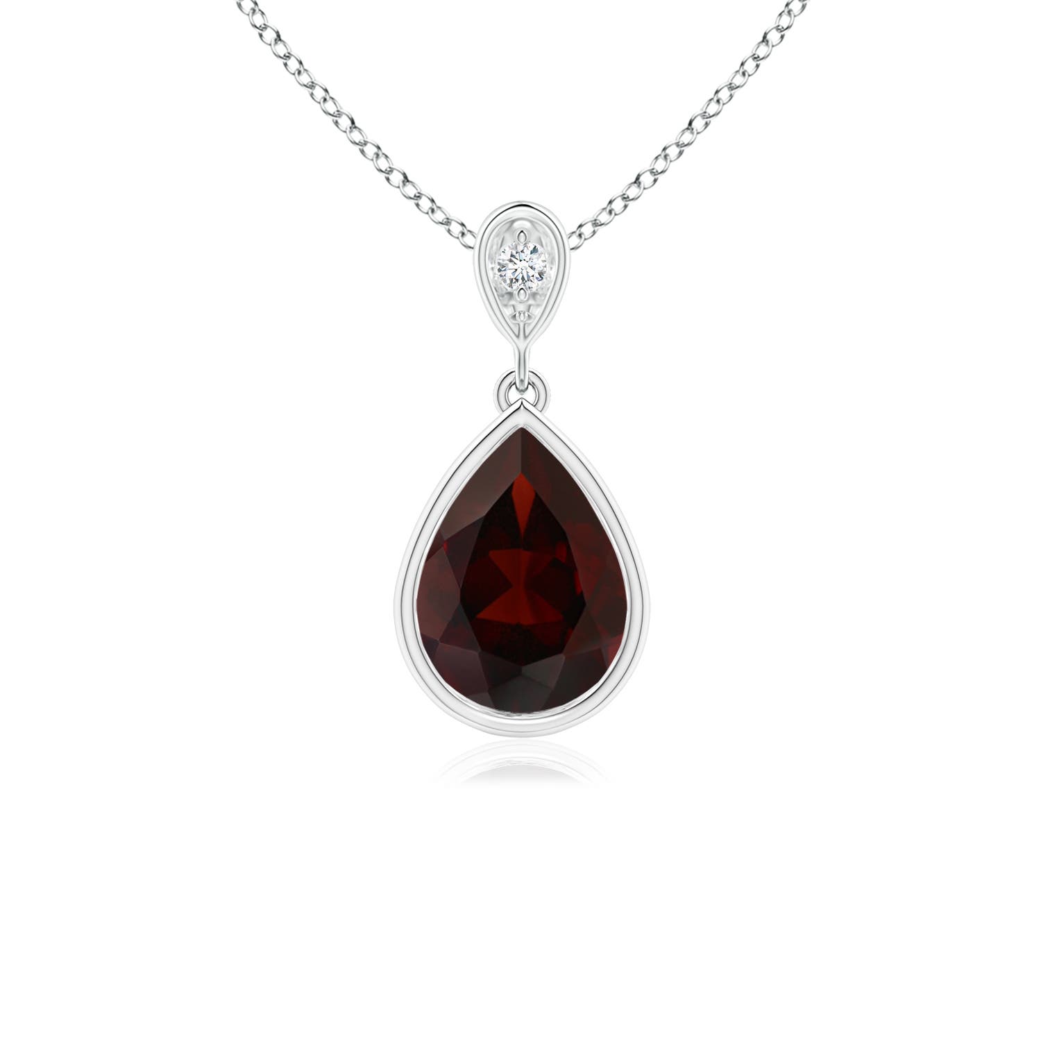 Angara Natural 8x6mm Garnet Dangle Drop Pendant Necklace in Sterling Silver for Women
