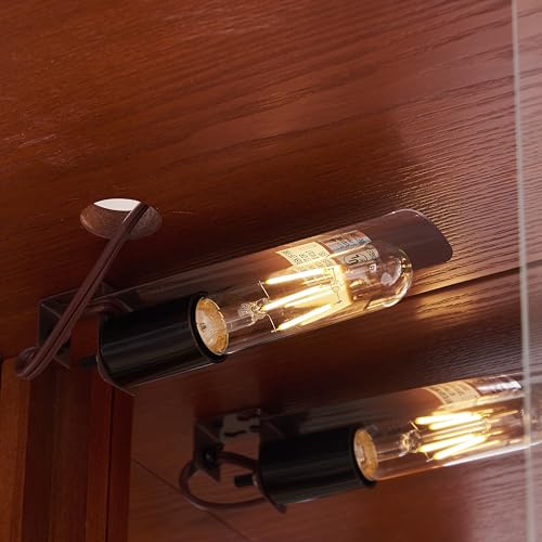 Lighted Wooden Corner Display Curio Cabinet, Curved Shelving Unit Lighted Corner Display with Adjustable Shelves＆Mirrored Back Panel