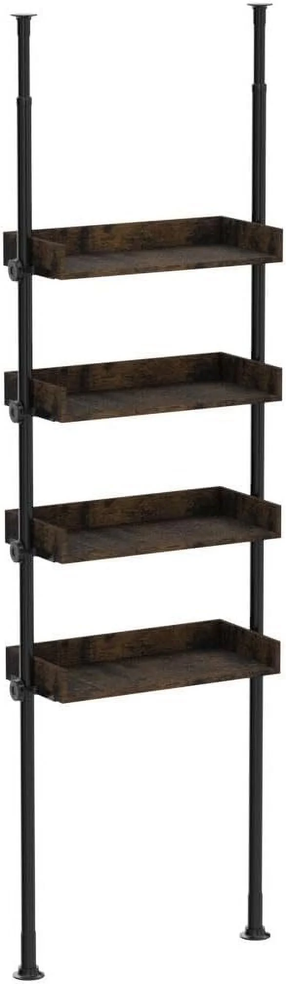 FJU Bathroom Organizer, Over The Toilet Storage, 4-Tier Adjustable Wood Shelves for Small Rooms, Saver Space Rack, 92 to 116 Inch Tall