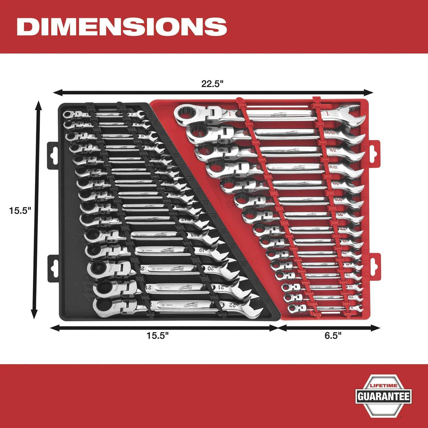 Milwaukee 48-22-9413 Flex Head Ratcheting SAE Combination Wrench Set