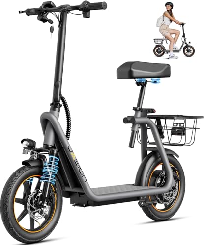 Jasion JS3/PRO Electric Scooter with Seat, 650/850W Peak Motor Electric Scooter Adults, 20/25Miles Ranges Sports Scooter for Adults
