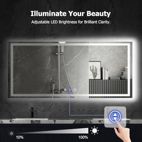 YOLEO 40x36 LED Bathroom Mirror with Lights, Led Mirror for Bathroom with Front and Backlit, Lighted Bathroom Vanity Mirror for Wall, Anti-Fog