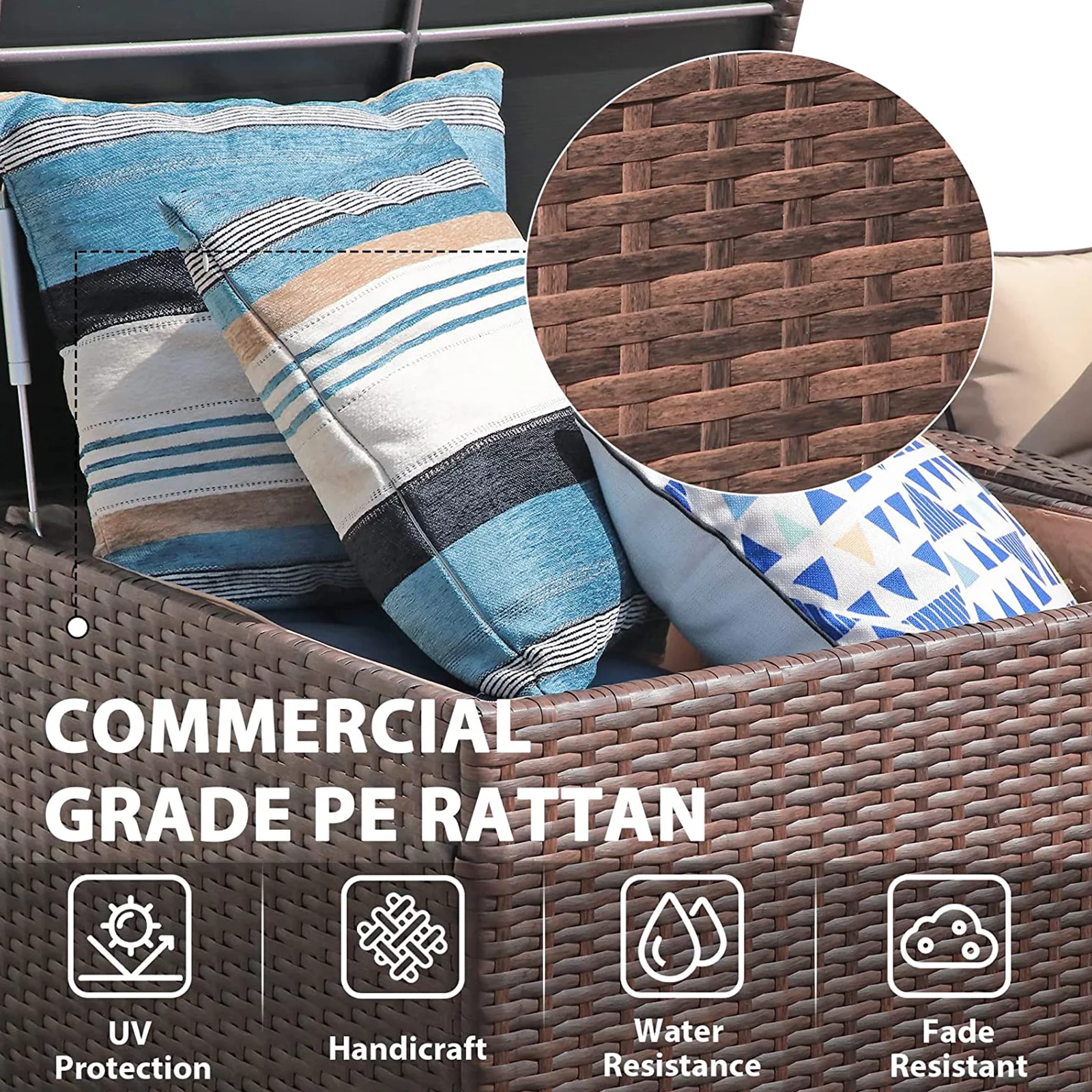 Patio Furniture Set, Outdoor Small Sectional Sofa Set with Storage Box, Patio PE Rattan Conversation Set