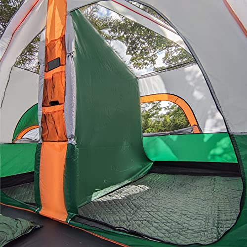 KTT Extra Large Tent 10-12-14 Person(B),Family Cabin Tents,2 Rooms,3 Doors and 3 Windows with Mesh,Straight Wall,Waterproof,Double Layer